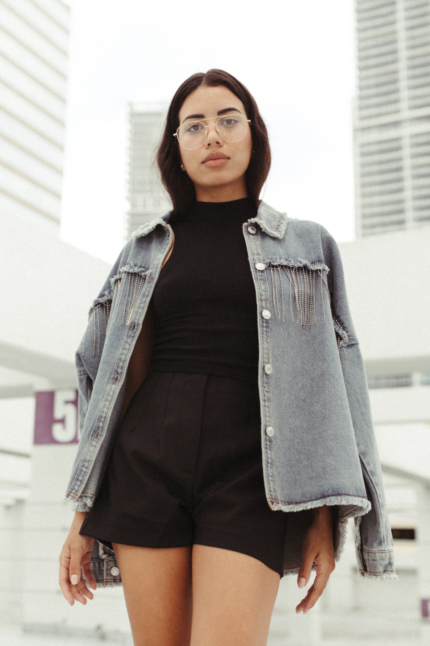 MADRID – High-waisted stretch shorts