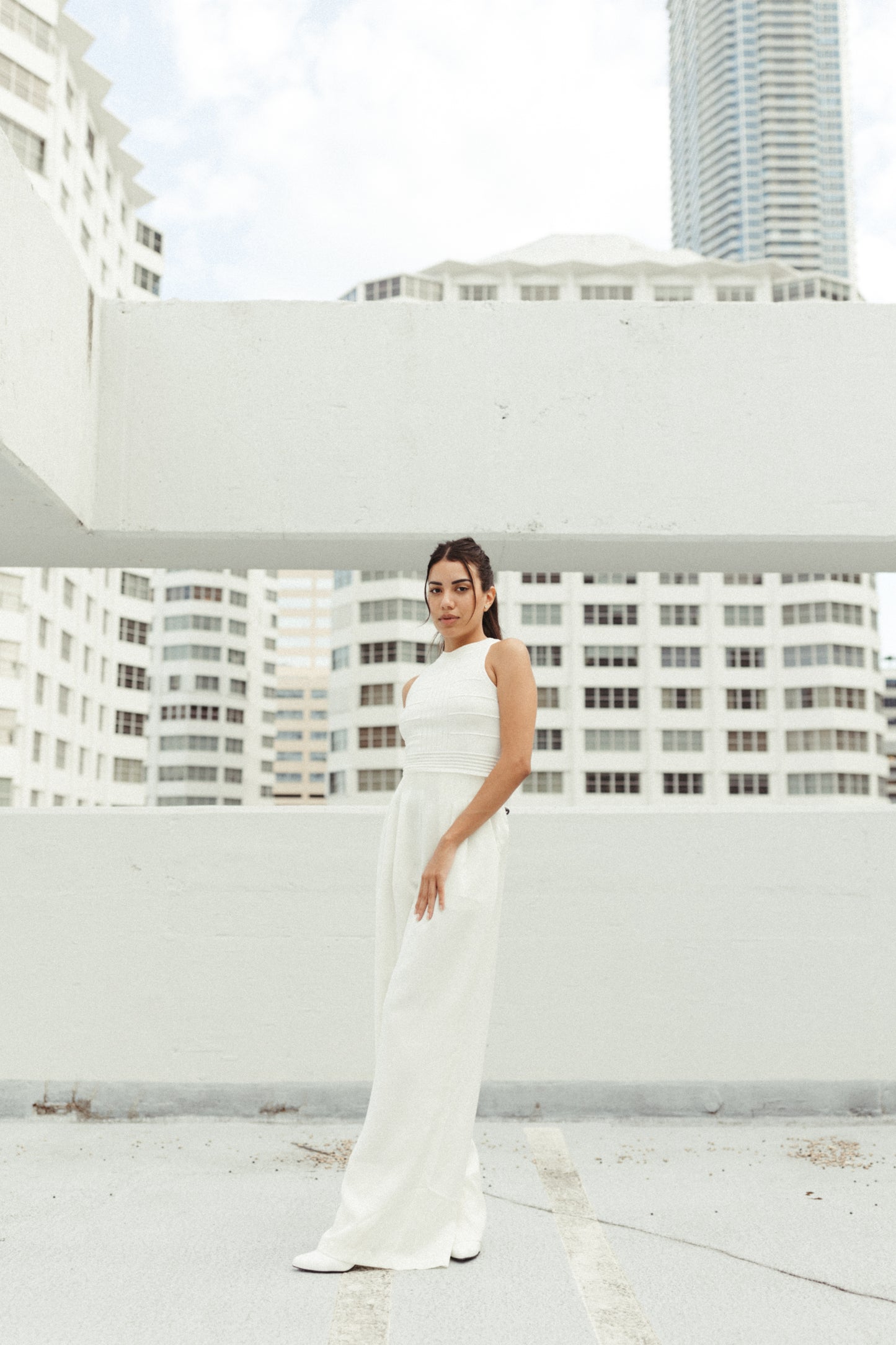 MYKONOS – Pleated waist flare pants