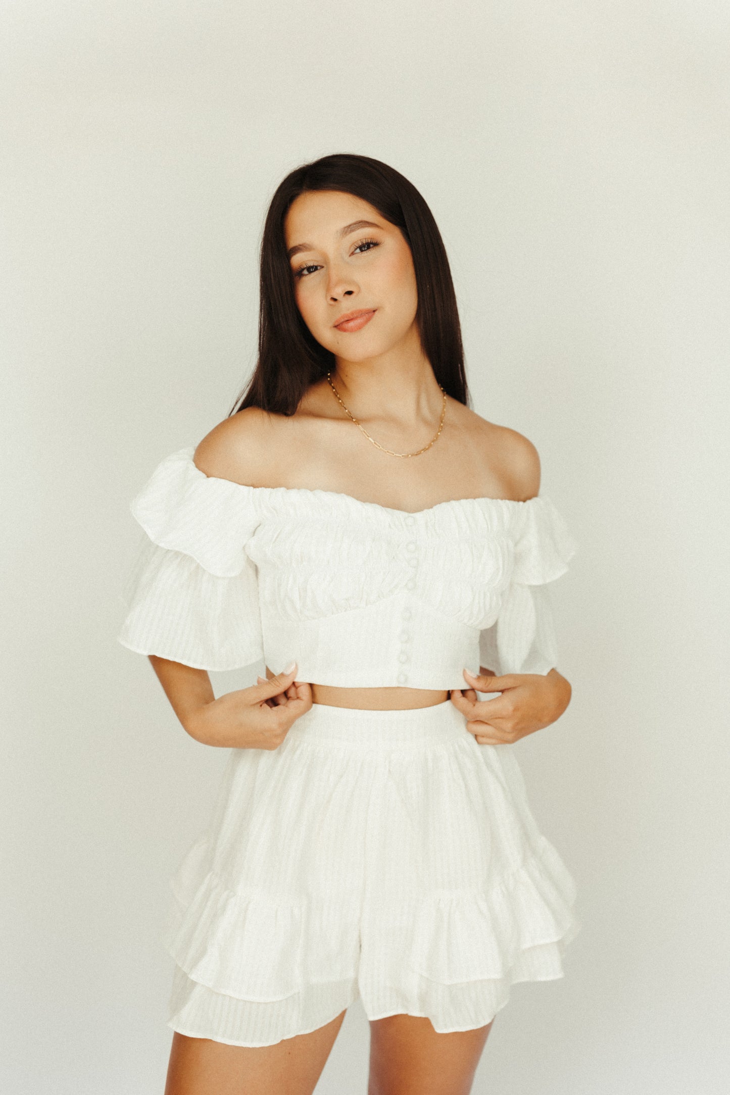 CANARY ISLANDS — off-shoulder set made for sunshine