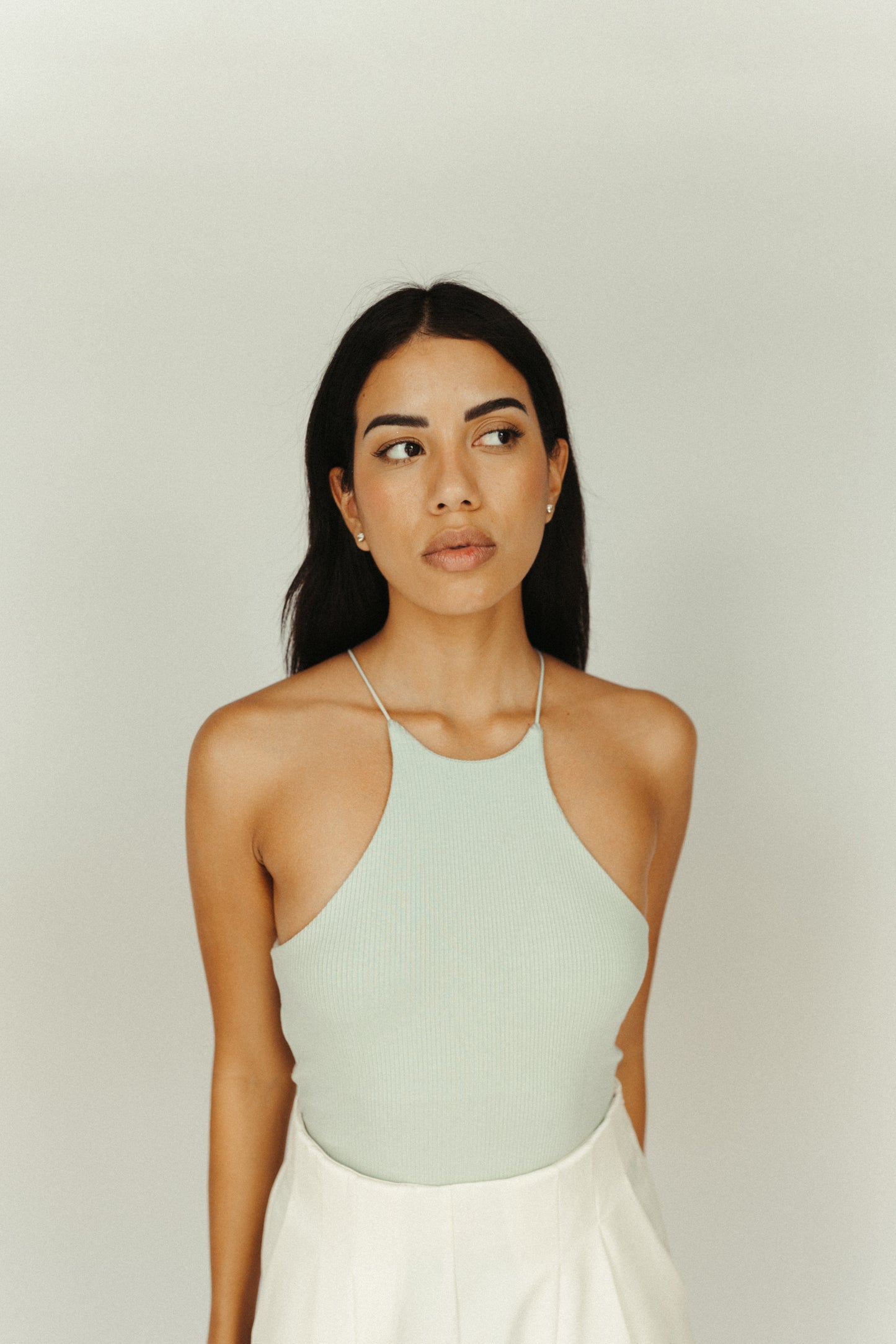 SANTORINI – Ribbed halter bodysuit