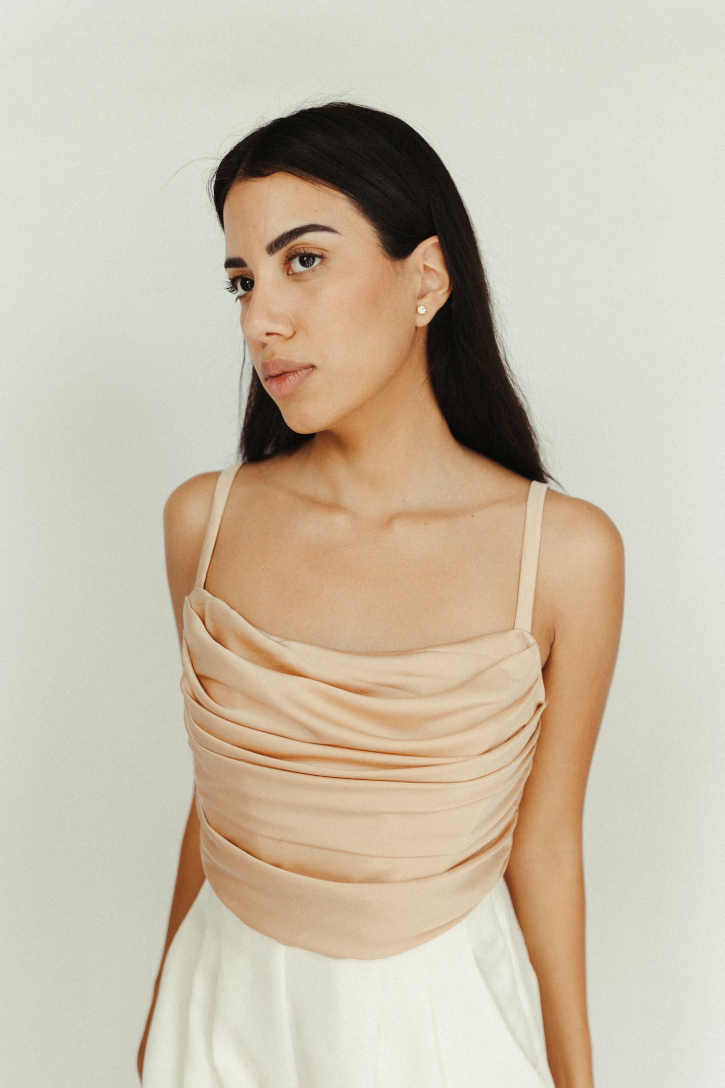 ATHENS — satin cowl neck crop top