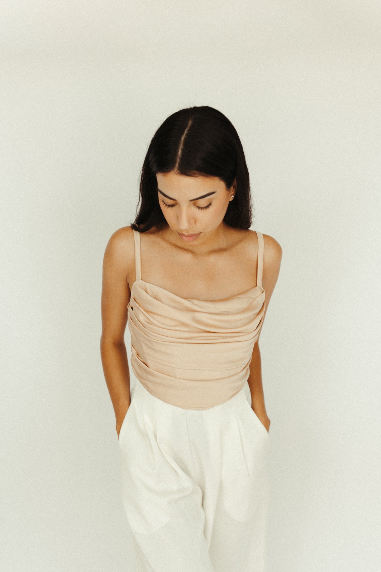 ATHENS — satin cowl neck crop top