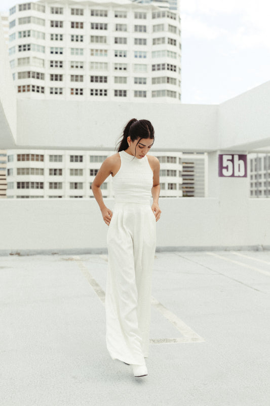 MYKONOS – Pleated waist flare pants
